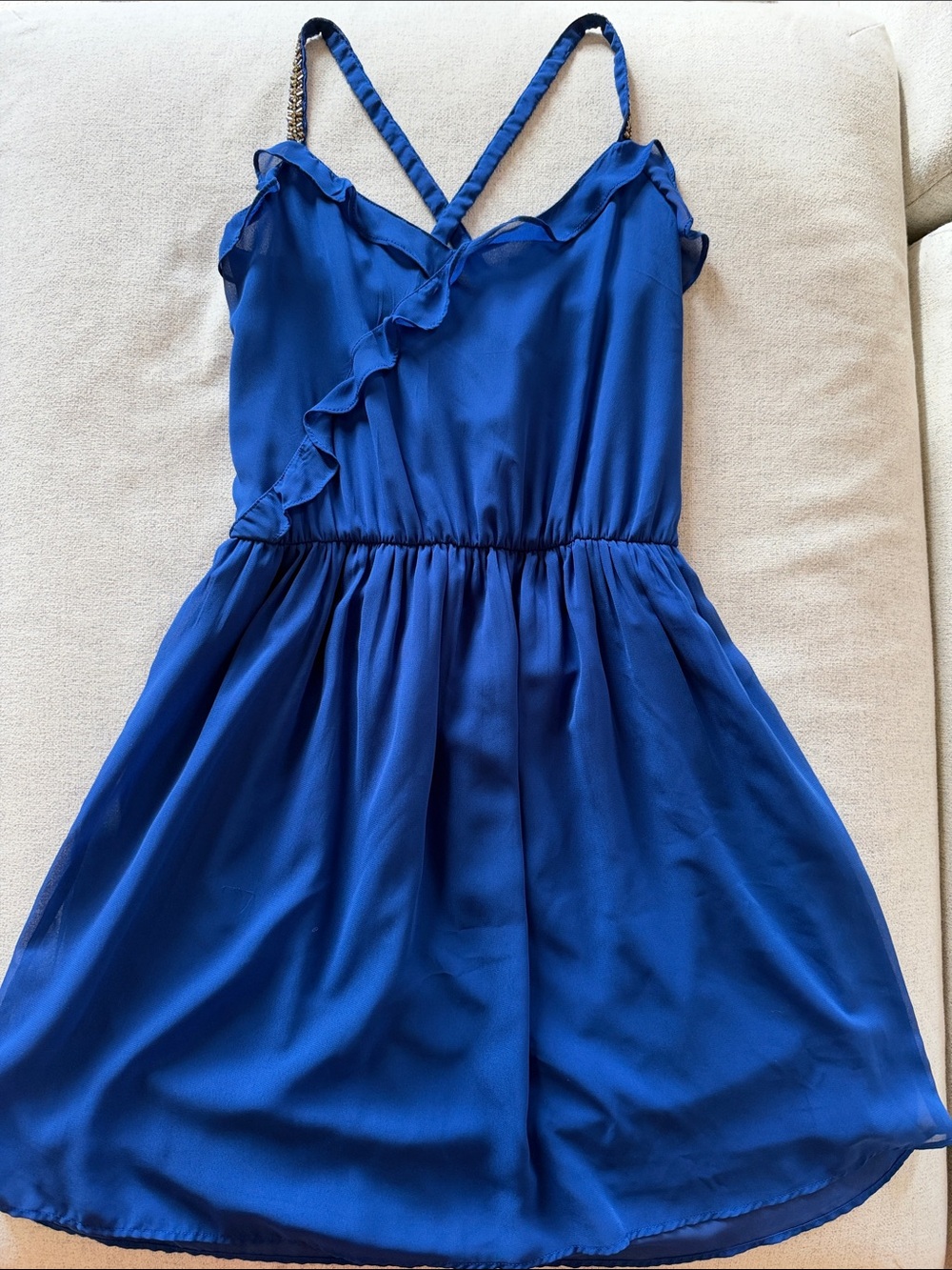 Zara Royal Blue Ruffle Skater dress
